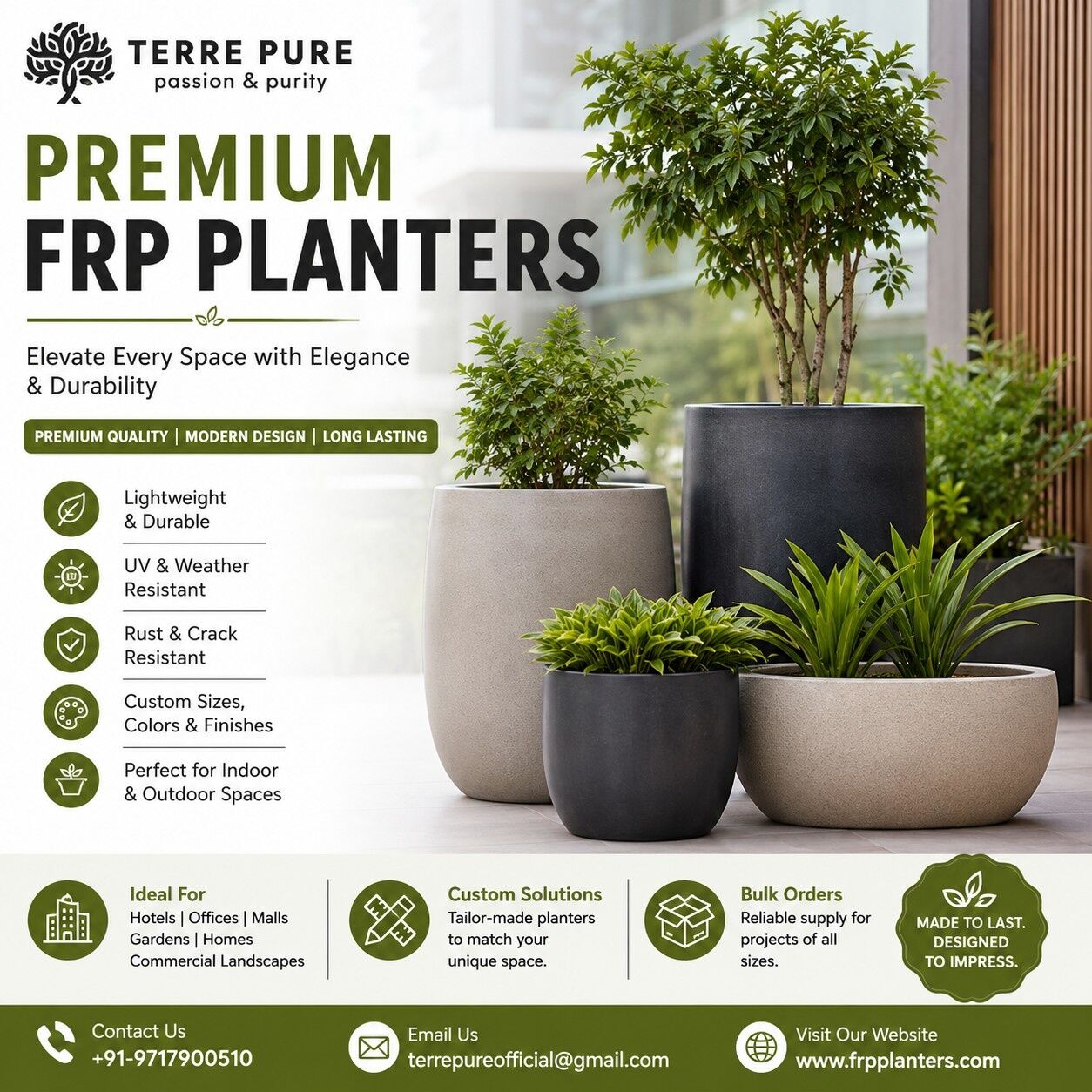 Greater Noida, Farm & Garden, Buy Premium FRP Planters For Commercial & Residential Landscaping