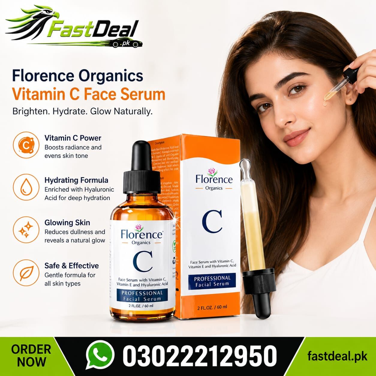 Karachi, Health & Beauty Items, PKR 2000,  Florence Organics Vitamin C Face Serum (60ml) &ndash; Professional Facial Serum | Original