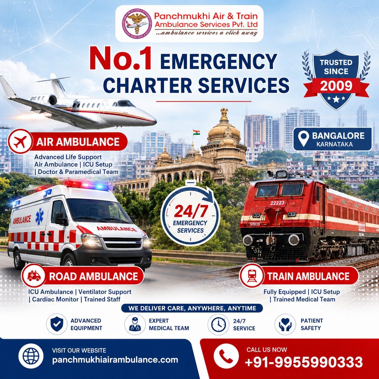 Bangalore, Health, Panchmukhi Air Ambulance From Bangalore- Medical Transit With Uninterrupted Care
