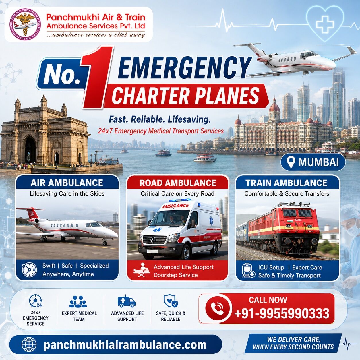 Mumbai, Health, Panchmukhi Air Ambulance In Mumbai- ICU Transport Arranged With Medical Support