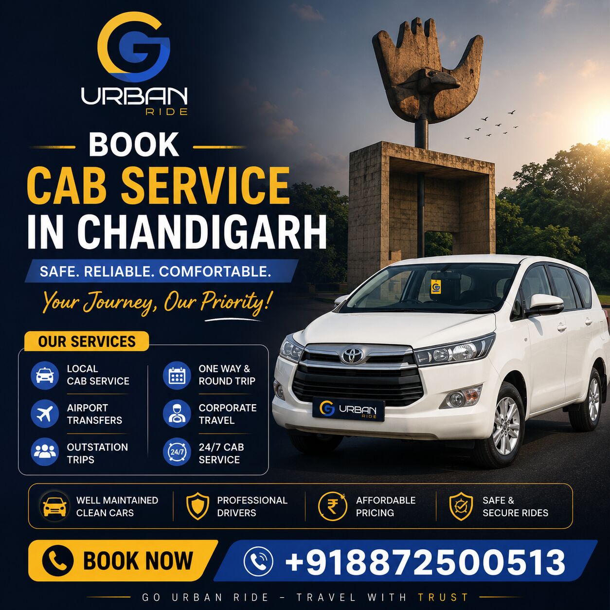 Chandigarh, Travel, Premium Cab Service In Chandigarh | 24/7 Taxi Booking