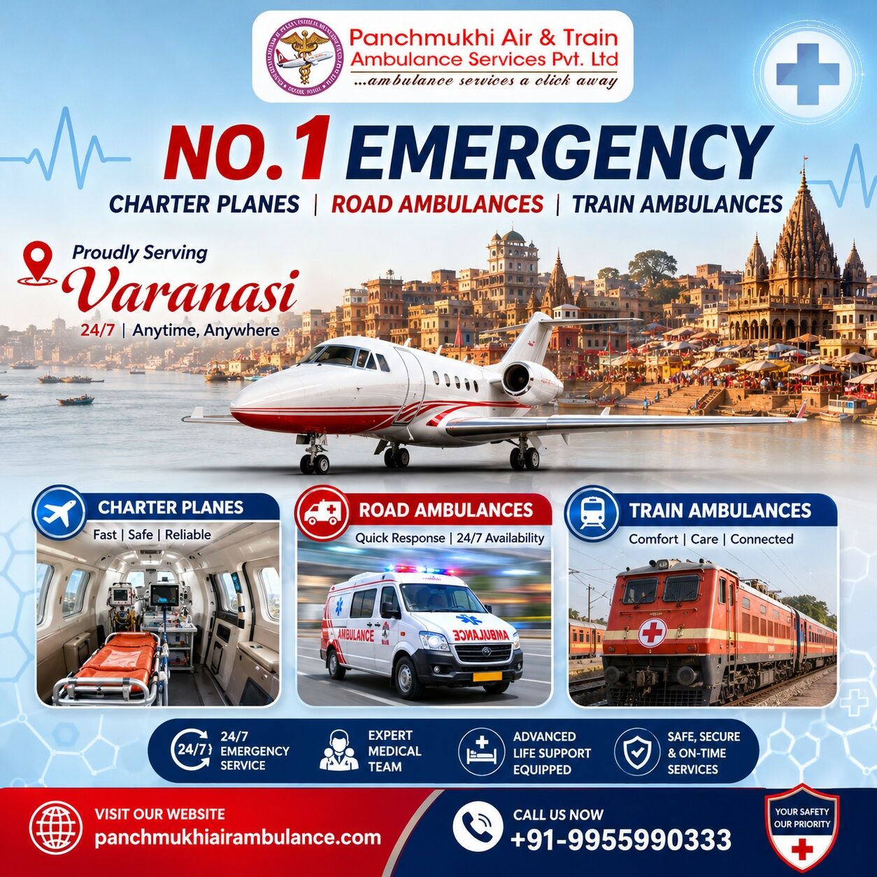 Mumbai, Health, Panchmukhi Air Ambulance In Varanasi- Safe Transfer Arranged With Precautionary Measures
