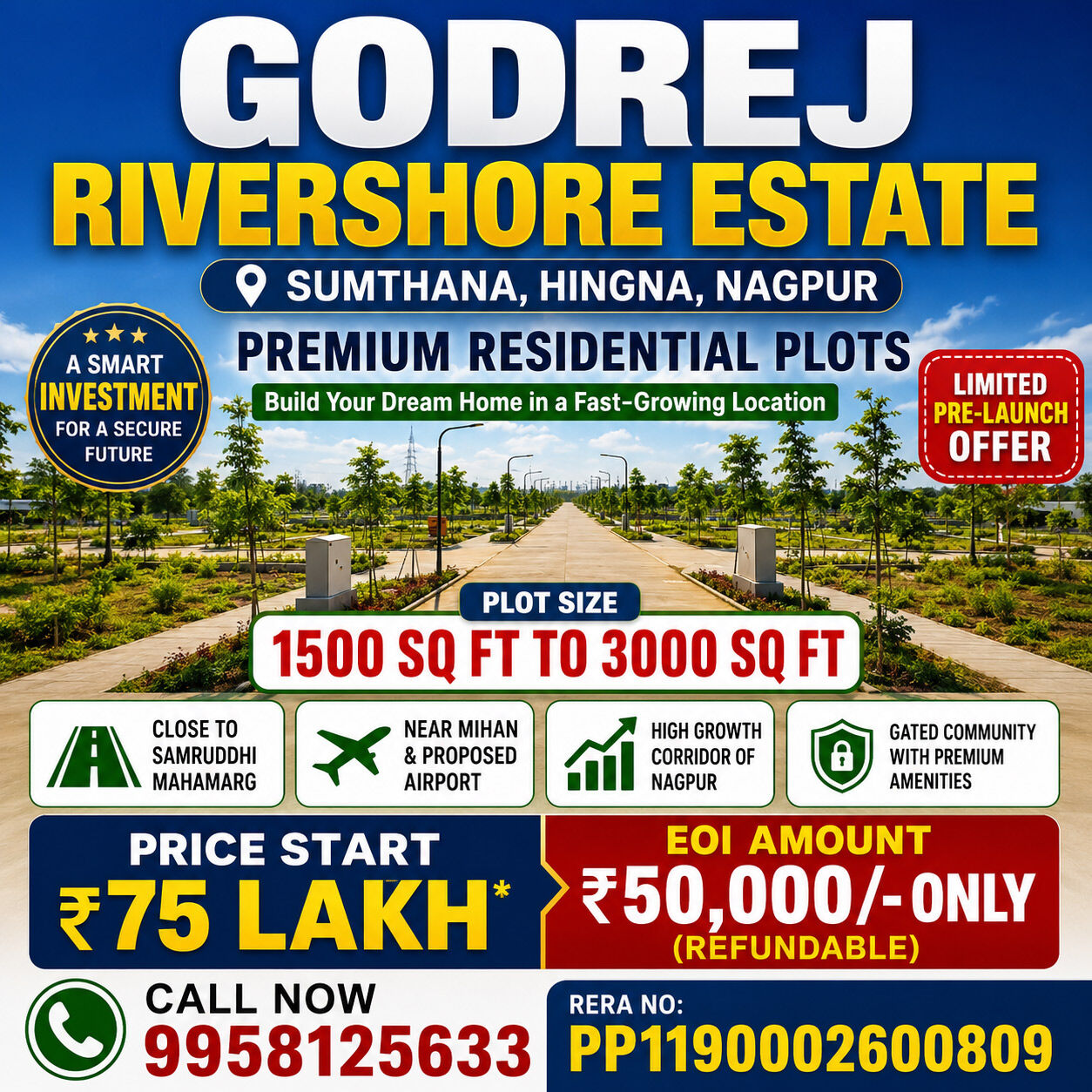 Nagpur, Real Estate For Sale, INR 7500000,  1500 Sq. Feet,  Godrej Rivershore Estate Plot Price And Payment Plan Explained