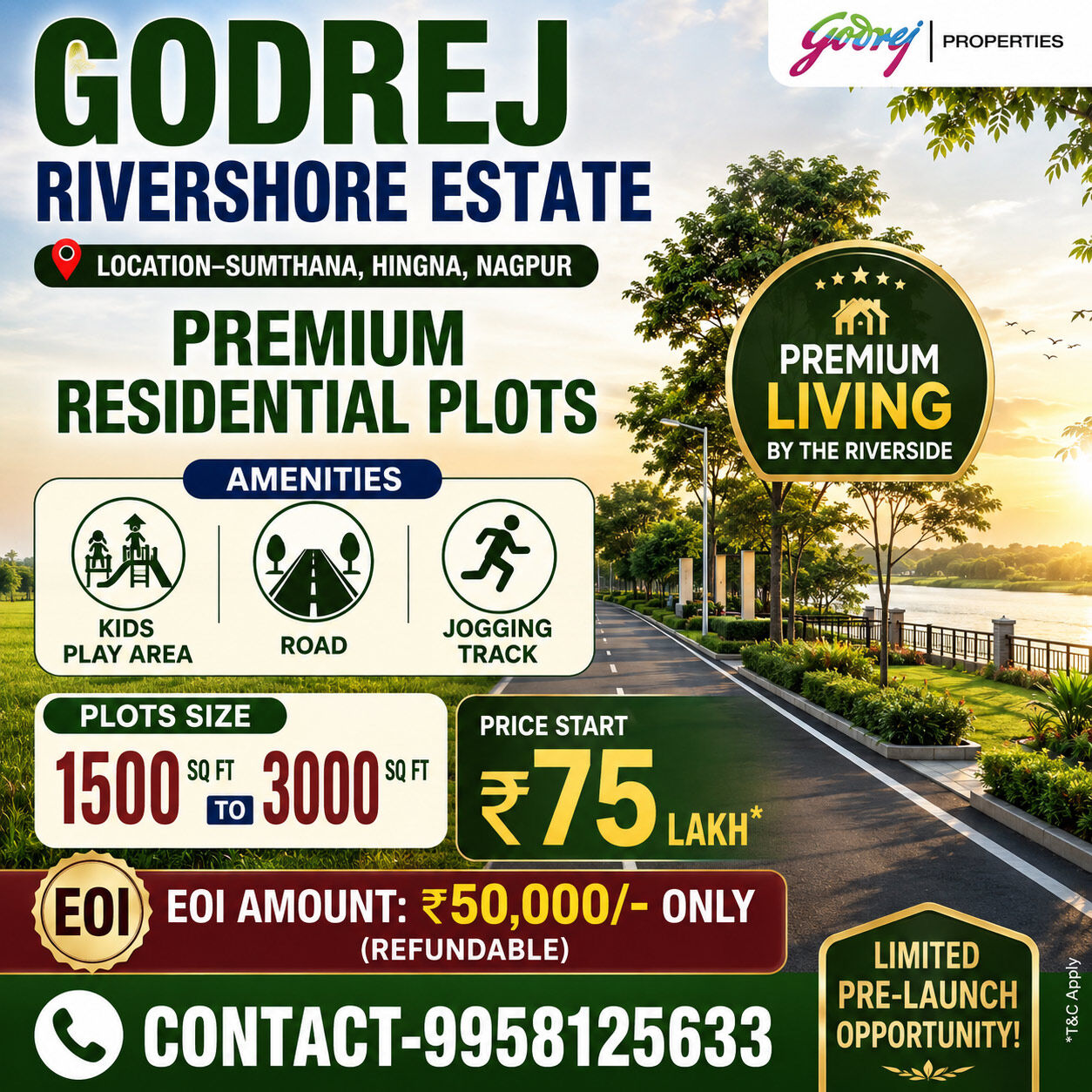 Nagpur, Real Estate For Sale, INR 7500000,  1500 Sq. Feet,  Godrej Rivershore Estate Plot Price And Payment Plan Explained