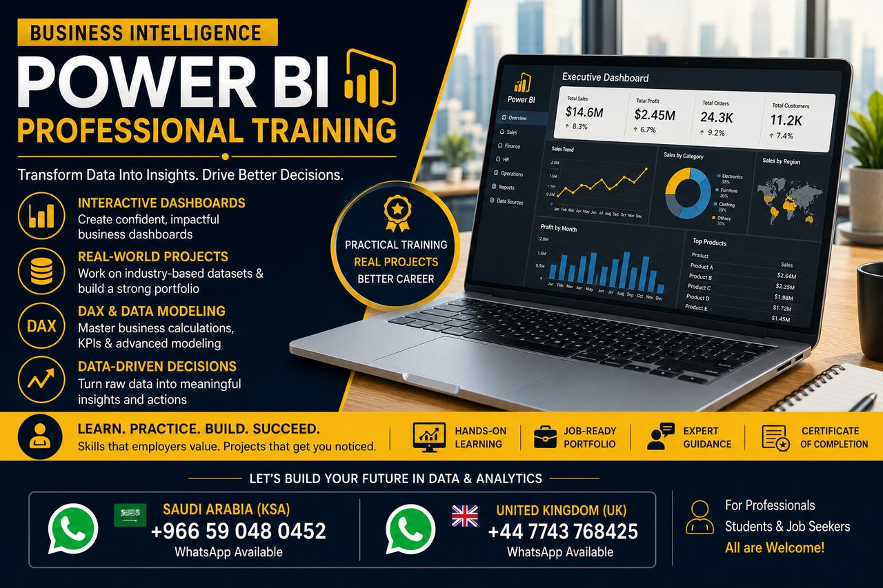Riyadh, Lessons Offered, Business Intelligence & Power BI Professional Training