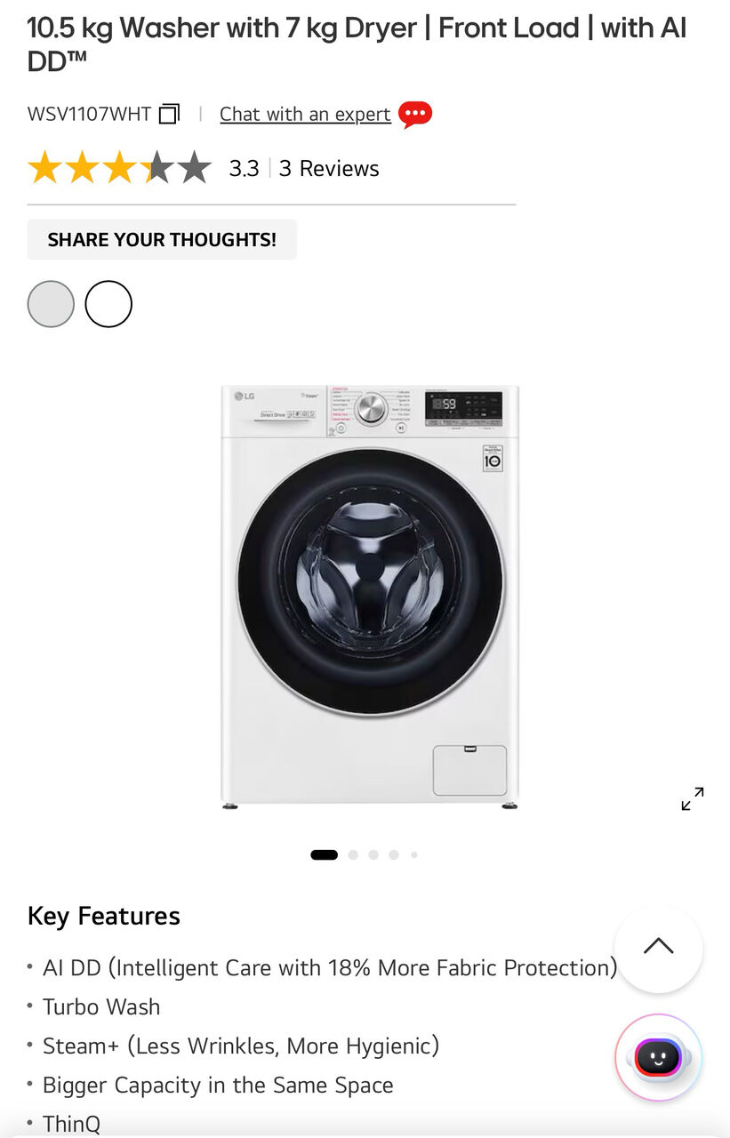Al Andalus, Appliances, SAR 2400,  10.5 Kg Washing Machine 7 Kg Dryer Front Load Al
