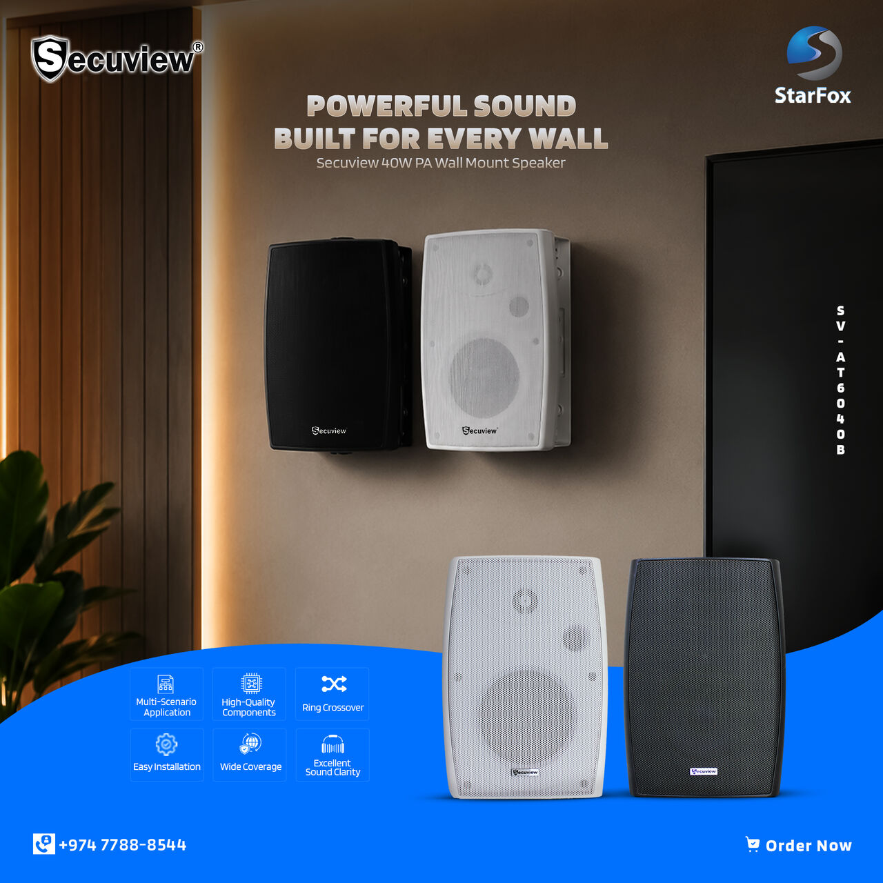 Doha, Electronics, QAR 310,  Secuview 40W PA Wall Mount Speakers With High Quality Sound