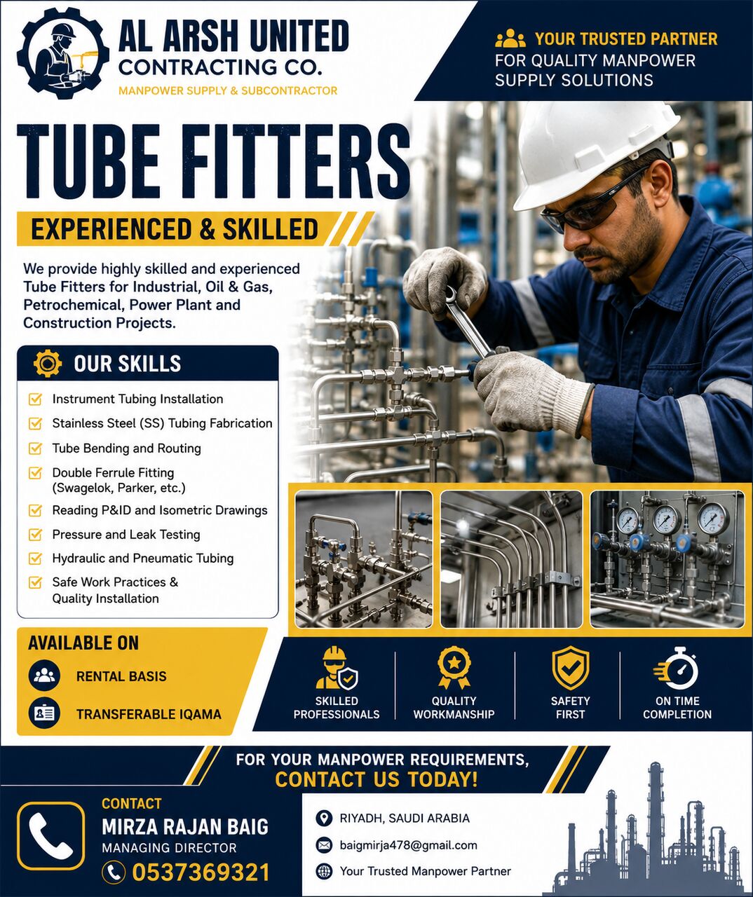 Riyadh, Jobs, Instrument Tube Fitter