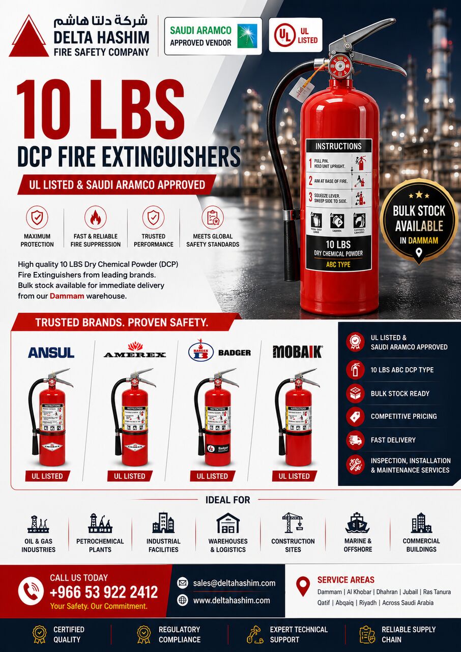 Dammam, Technical, UL Listed, Aramco Approved, 10 LBS Fire Extinguisher
