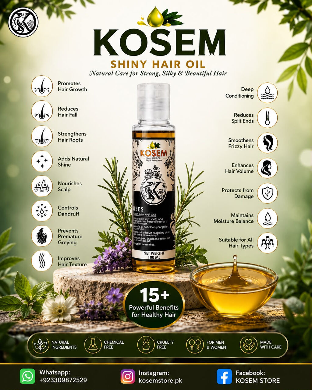 Riyadh, Health & Beauty Items, SAR 1,  KOSEM SHINY HAIR OIL