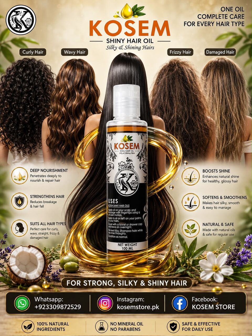 Riyadh, Health & Beauty Items, SAR 1,  KOSEM SHINY HAIR OIL