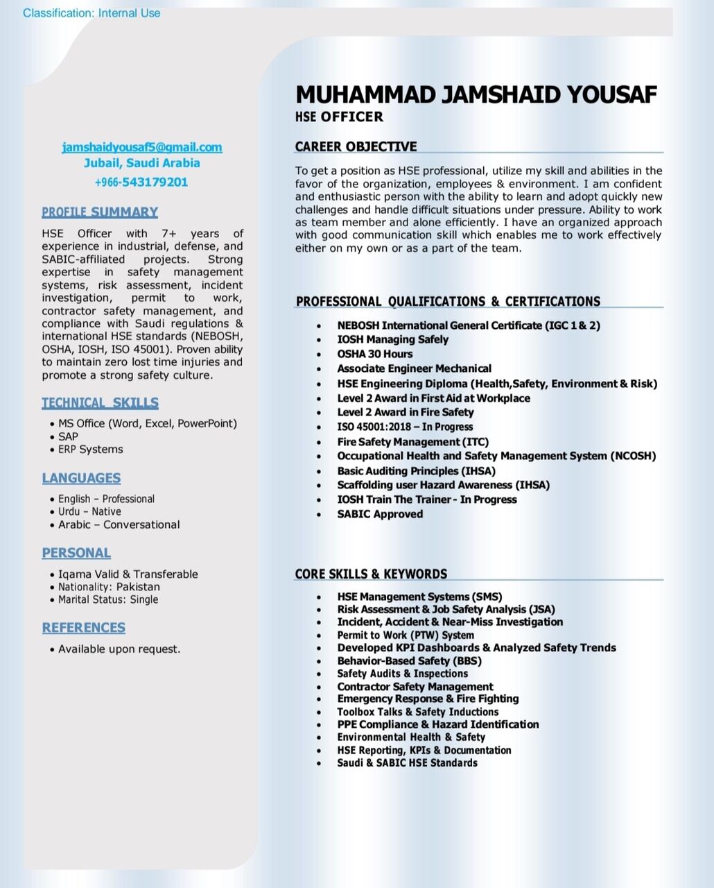 Jubail, Job Seekers, Safety Officer