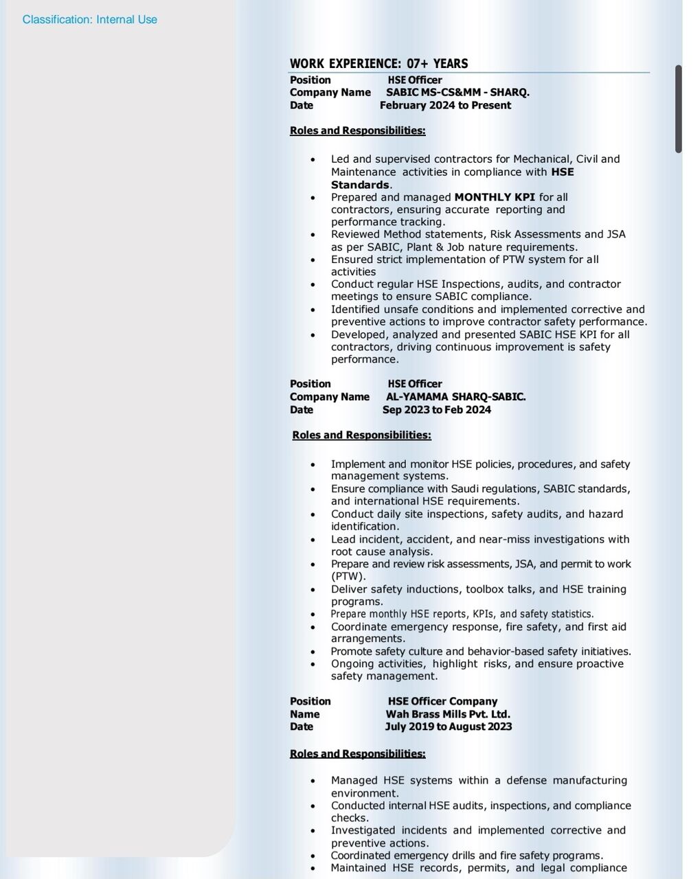 Jubail, Job Seekers, Safety Officer