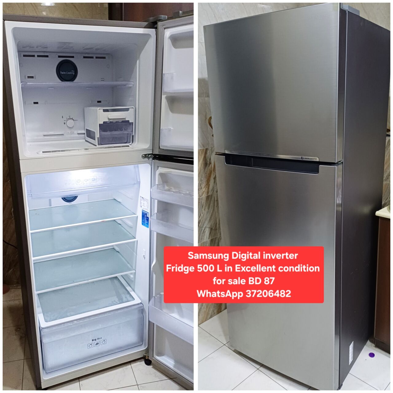 Manama, Appliances, BHD 87,  ✅️ Samsung 500 L Inverter Fridge In Excellent Condition For Sale With Delivery