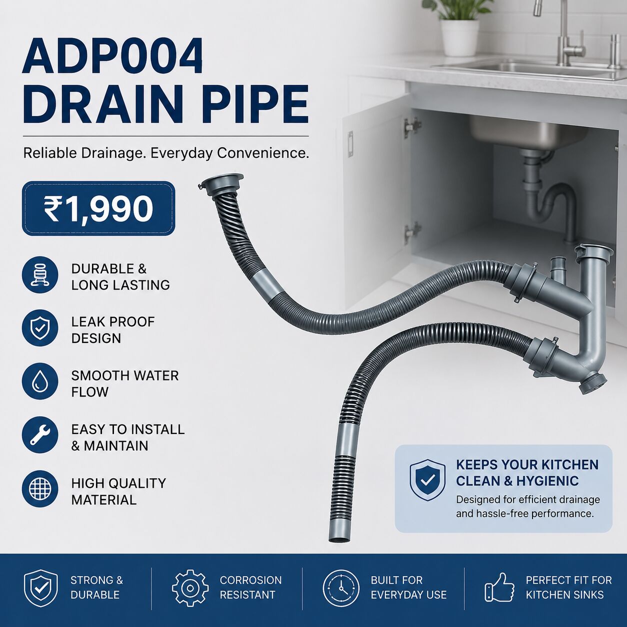 New Delhi, Household Items, INR 1990,  Premium Drain Pipe For Kitchen Sink