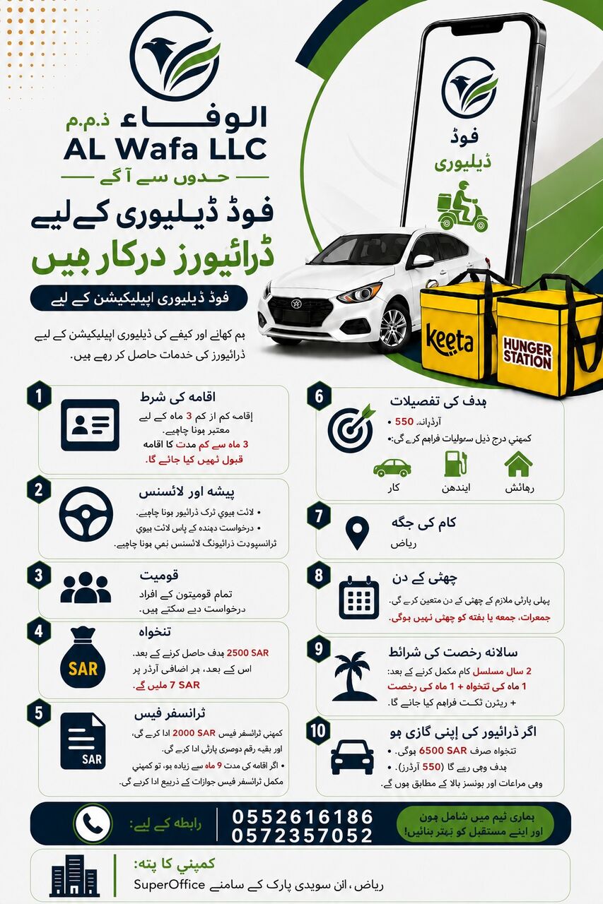 Riyadh, Jobs, ہم بھرتی کر رہے ہیں – فوڈ ڈلیوری ڈرائیورز