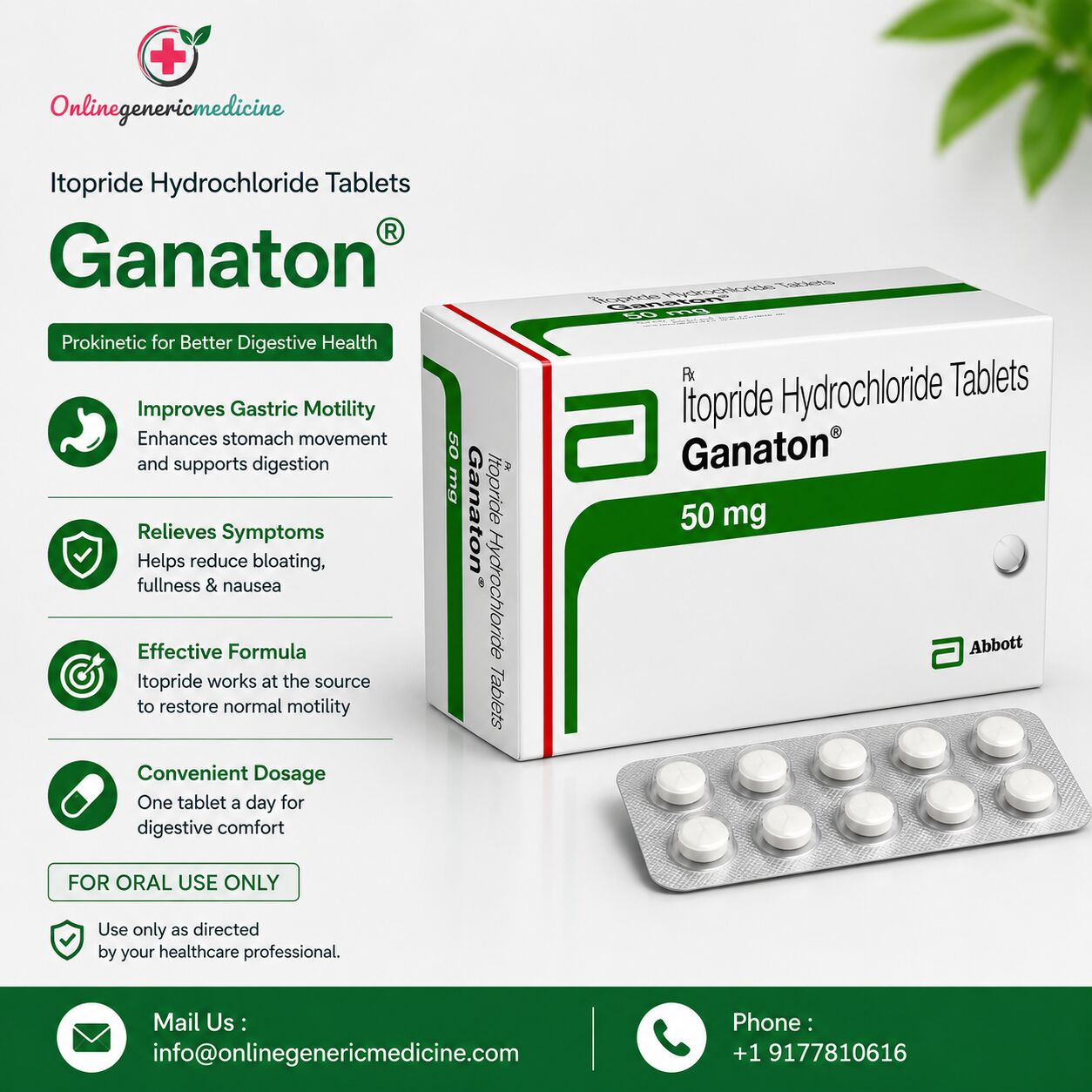 New York, Health, Ganaton Tablets (Itopride) | Gastroprokinetic Agent For Indigestion & Acid Reflux By Onlin