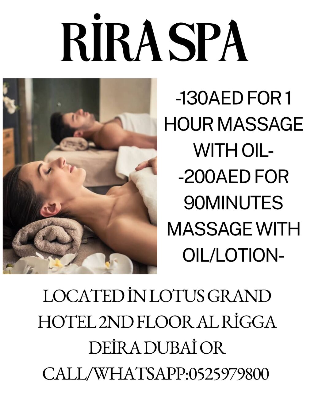 Al Rigga, Health, Rira Spa Offer 7/17/2026