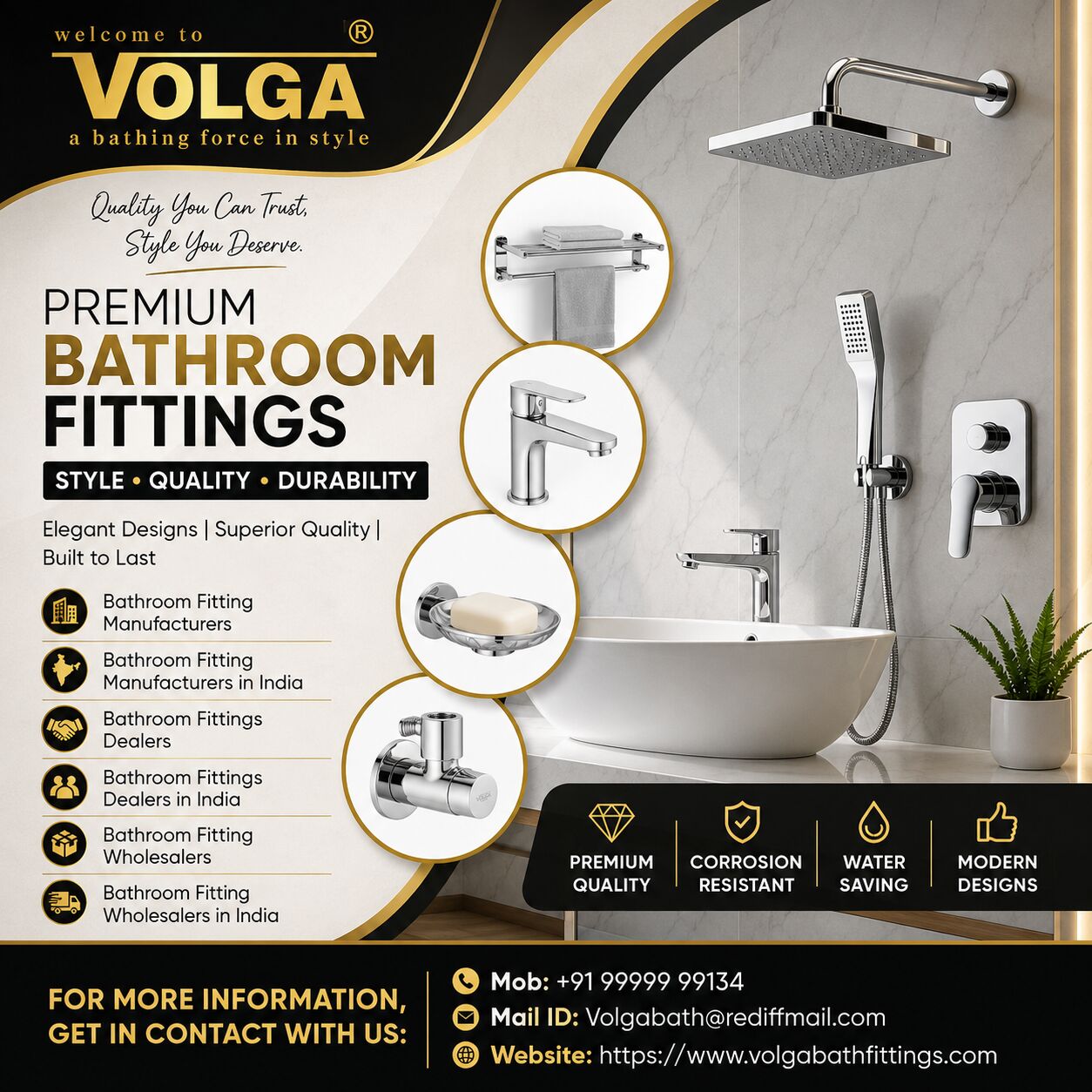 New Delhi, Automotive, Premium Bathroom Fitting Manufacturers | Volgabathfittings