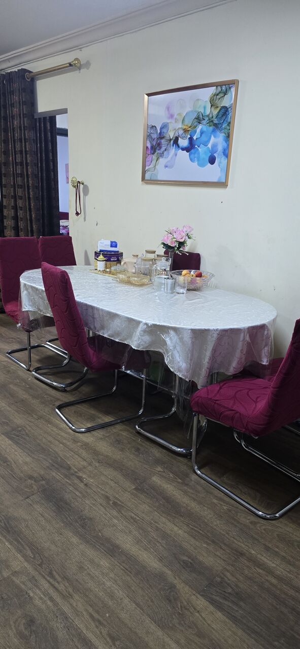 Dammam, Furniture, SAR 350,  Glass Dining Table With 6 Chair For Sale. Very Good Condition