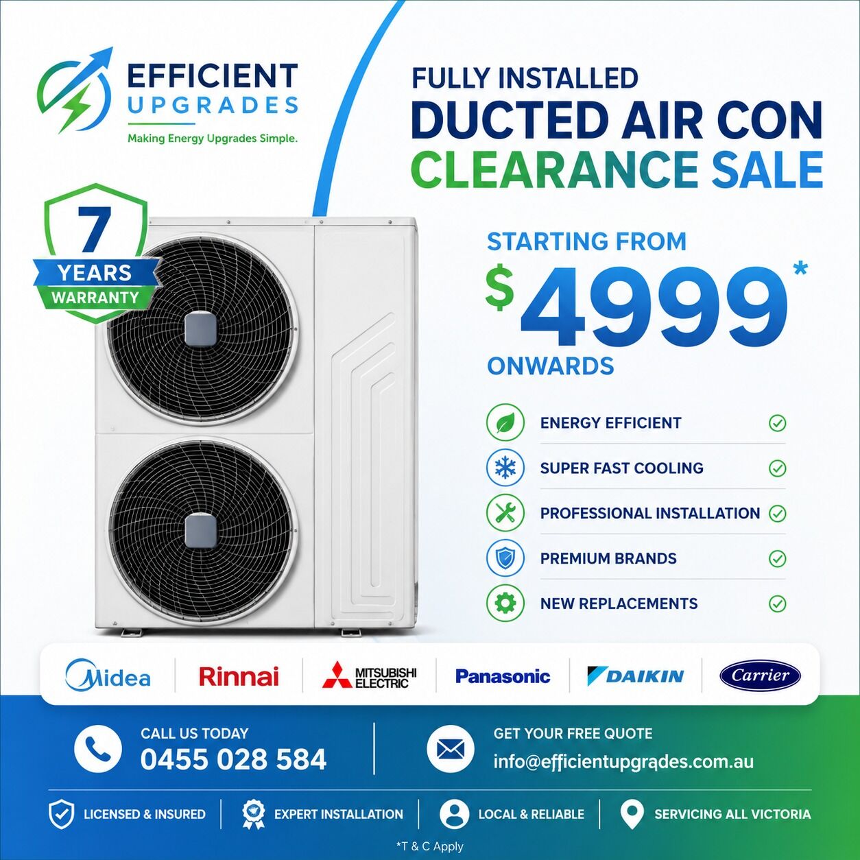 Melbourne, Electronics, AUD 4999,  Ducted Air Conditioning Clearance Sale &ndash; From $4,999 Installed!