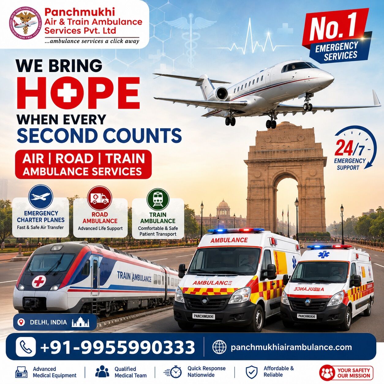 New Delhi, Health, Panchmukhi Low Cost Air Ambulance In Delhi- Fast Response With Critical Care