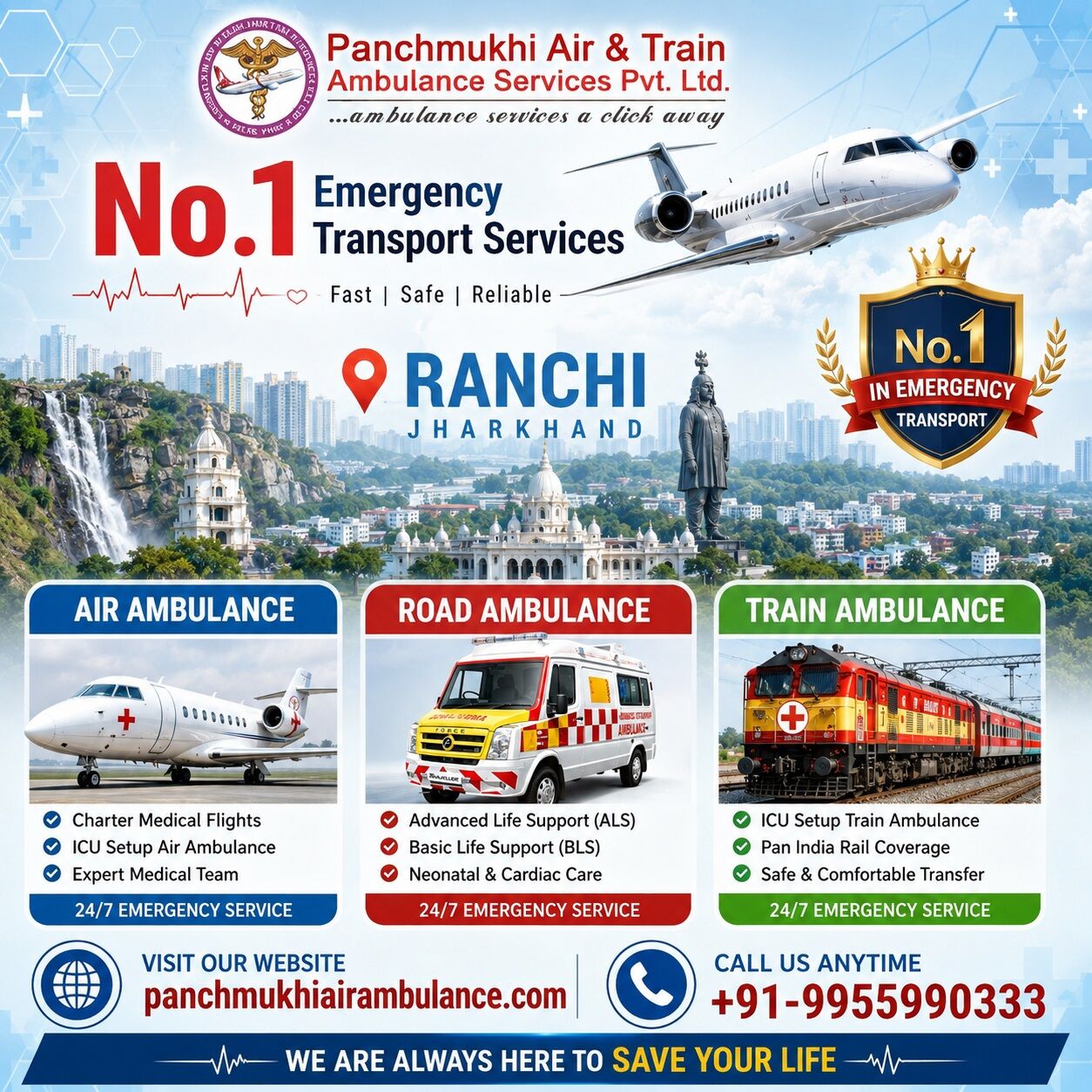 Ranchi, Health, Panchmukhi ICU Air Ambulance In Ranchi- Expert Transport Assistance Offered In Time