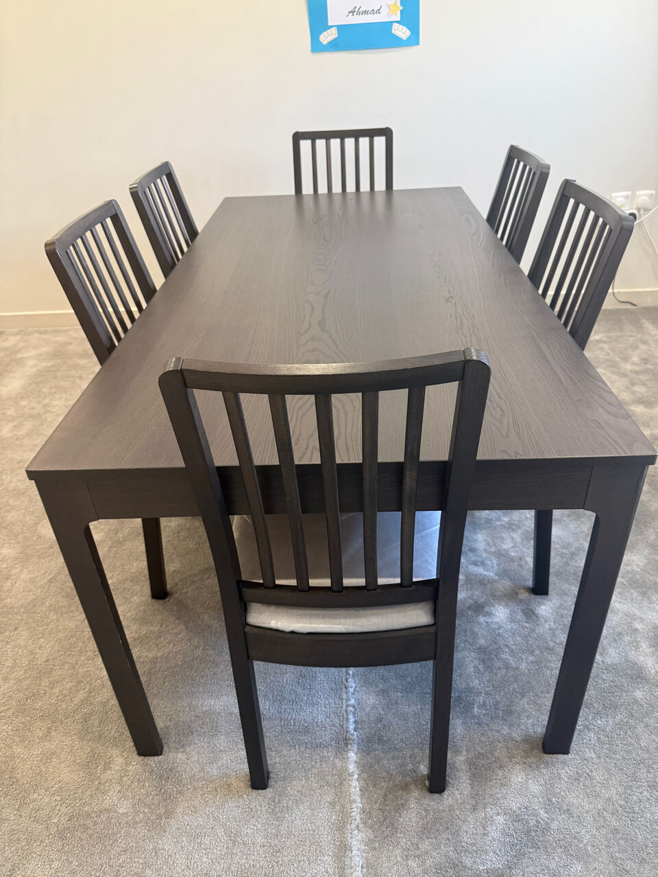 Al Nuzha, Furniture, SAR 1900,  IKEA EKEDALEN Extendable Dining Table With 6 Chairs Dark Brown SET (180/240x90cm)