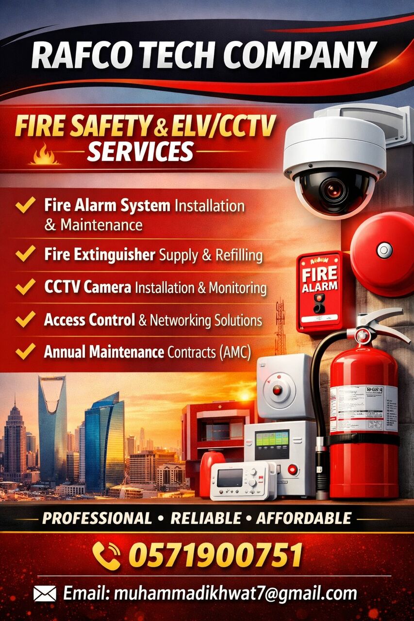 Riyadh, Technical, Fire Safety & ELV/CCTV Services &ndash; Available In Riyadh