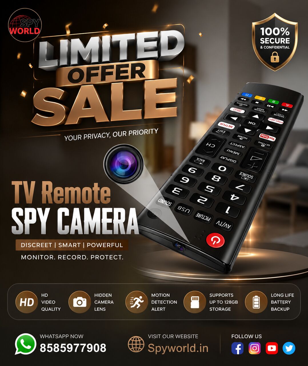New Delhi, Electronics, INR 5049,  Best TV Remote Spy Camera Shop In Kalkaji &ndash; Spy World