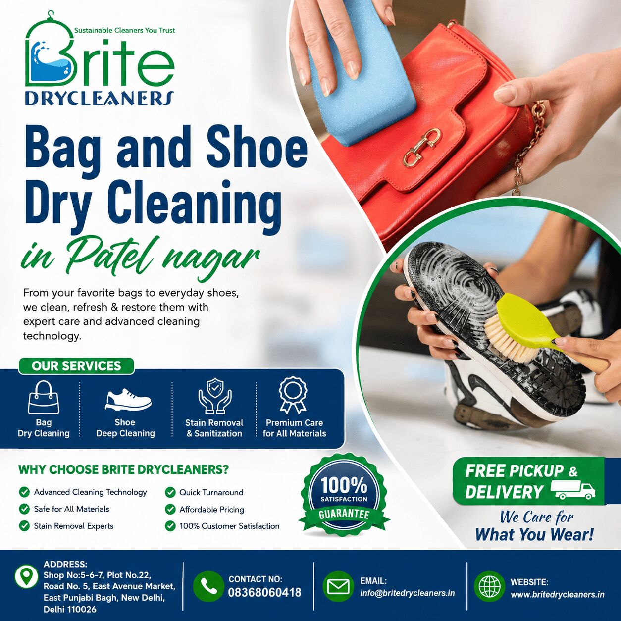 Mumbai, Cleaning, Bag And Shoe Dry Cleaning In Patel Nagar Order Today | Brite Drycleaners