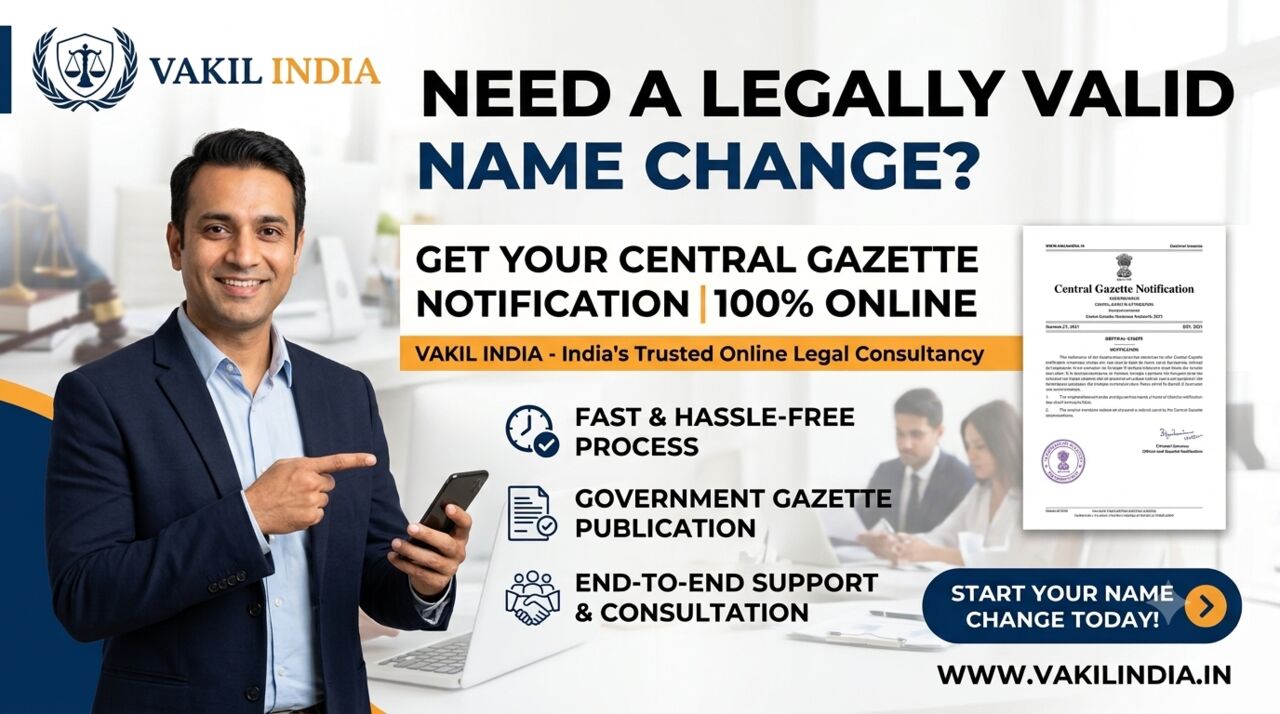 New Delhi, Legal, Official Gazette Name Change Service Online | Vakil India