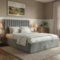 GBP 239,  Grey King Square Panel Ottoman Bed With Hidden Base Storage