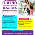 **Experienced Filipino Kindergarten Teachers Wanted For A Prestigious Kindergarten In Saar