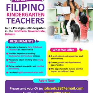 **Experienced Filipino Kindergarten Teachers Wanted For A Prestigious Kindergarten In Saar