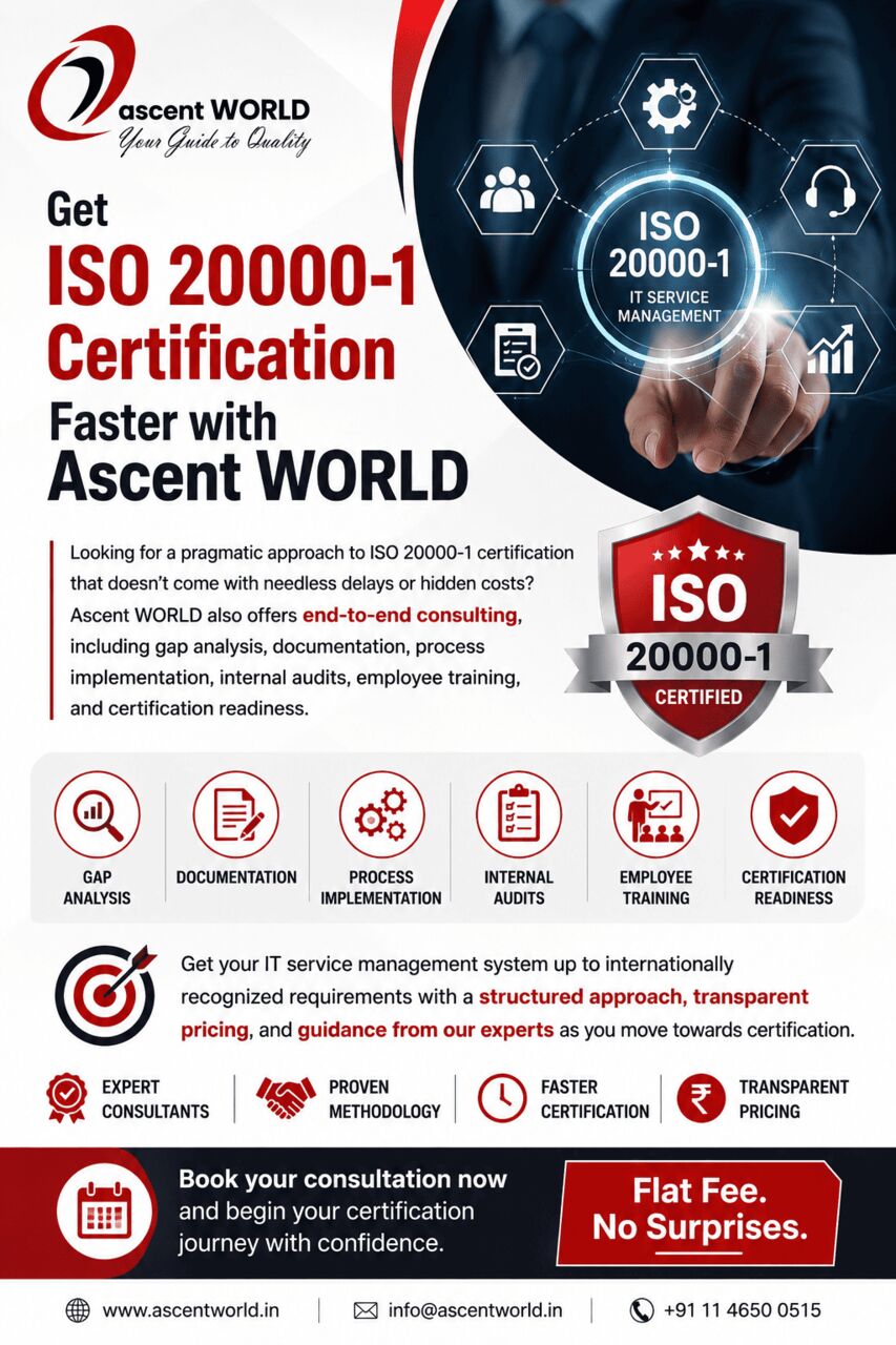 Mumbai, Business, Get ISO 20000-1 Certification Faster With Ascent WORLD
