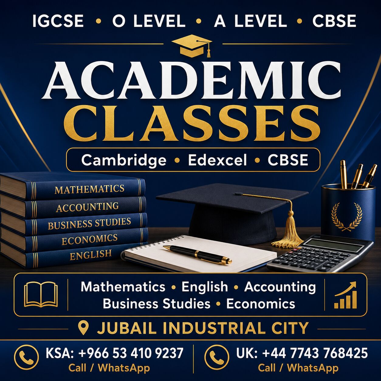 Jubail Industrial City, Lessons Offered, IGCSE, O Level, A Level & CBSE Academic Classes &ndash; Cambridge & Edexcel | Jubail Industrial