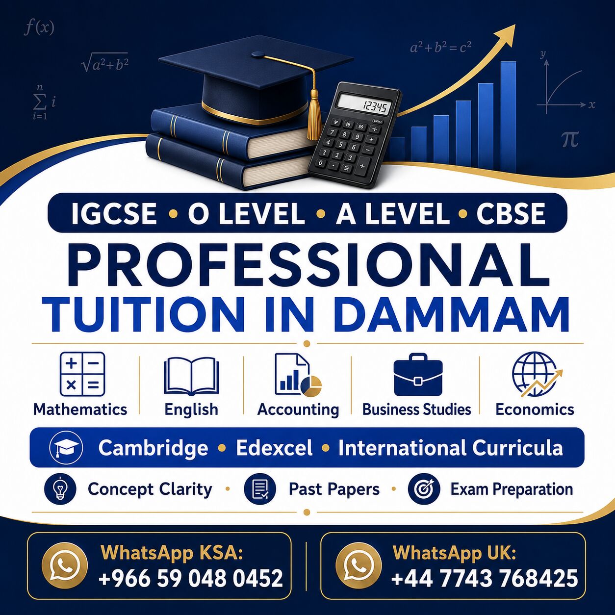 Dammam, General, IGCSE, O Level, A Level & CBSE Tuition In Dammam &ndash; Maths, English, Accounting, Business &