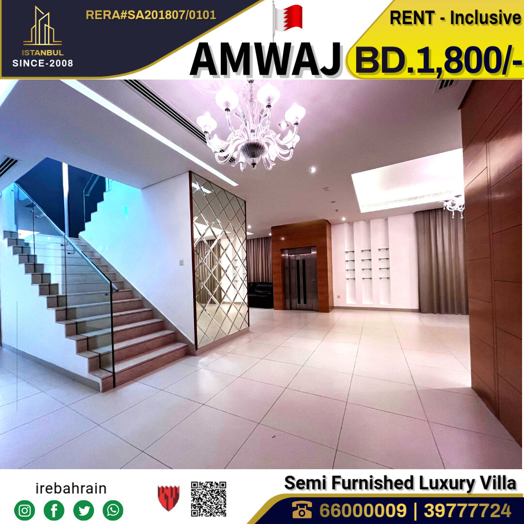 Amwaj Islands, Villas, BHD 1800,  Semi Furnished Luxury Villa For Rent In Amwaj Island