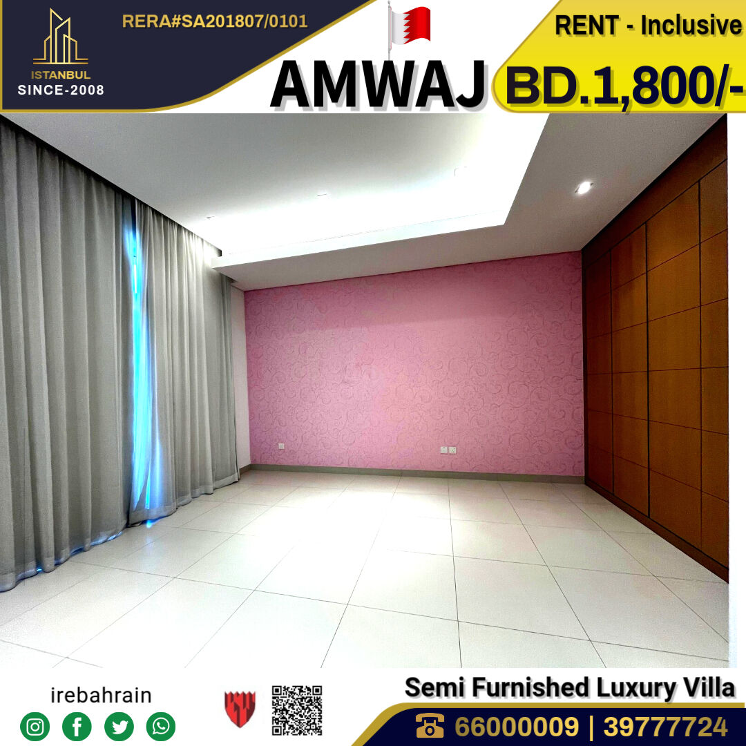 Amwaj Islands, Villas, BHD 1800,  Semi Furnished Luxury Villa For Rent In Amwaj Island