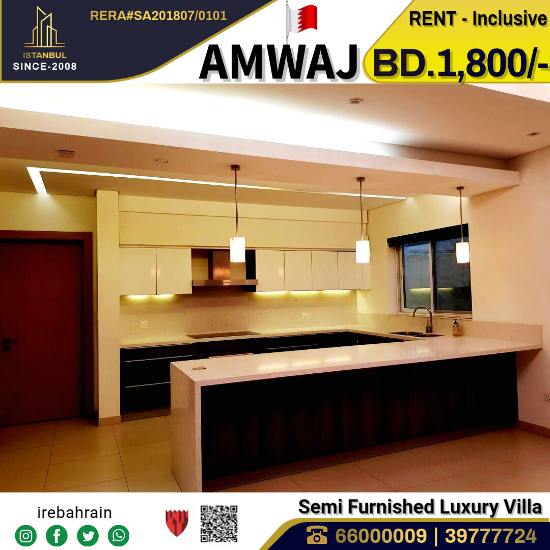 Amwaj Islands, Villas, BHD 1800,  Semi Furnished Luxury Villa For Rent In Amwaj Island