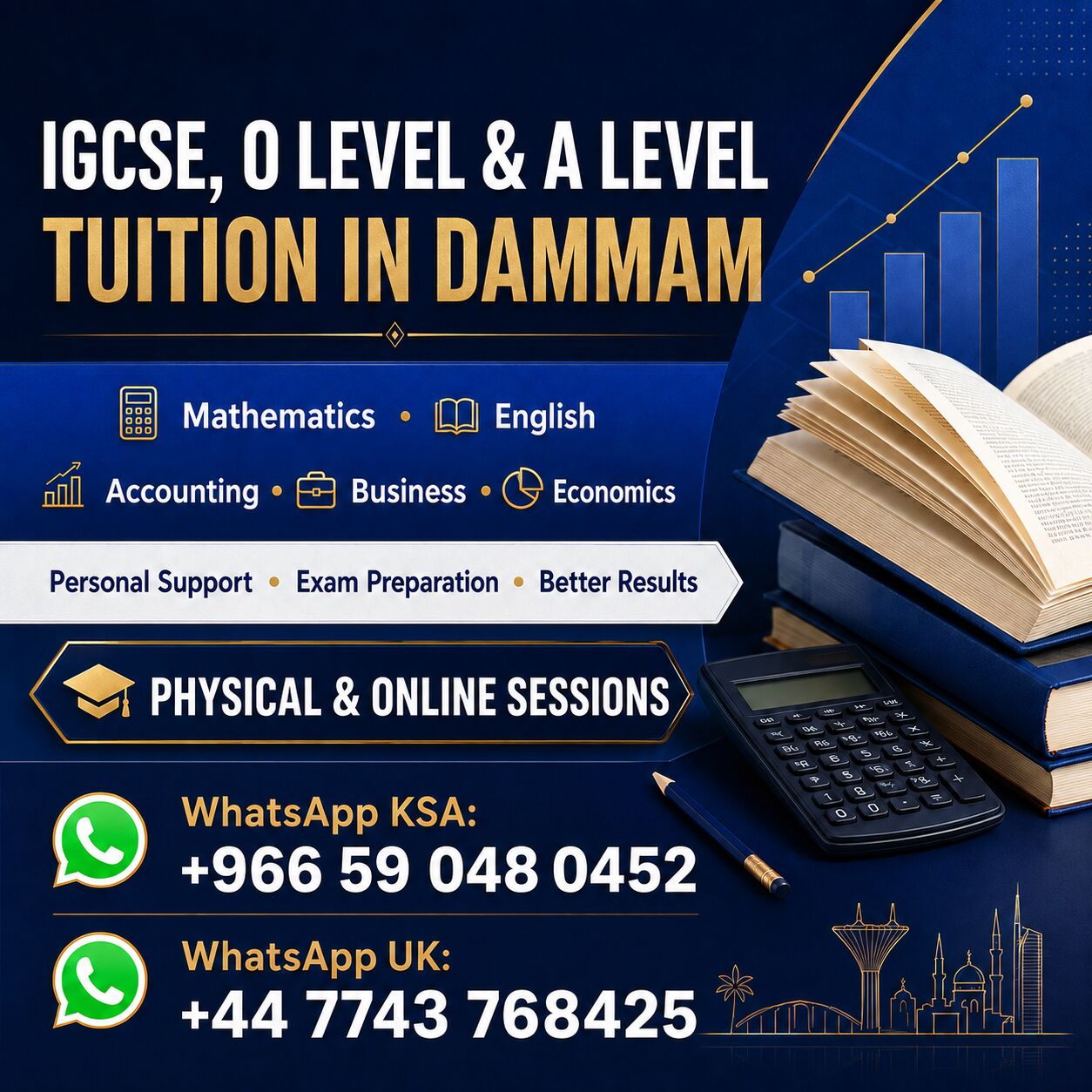 Dammam, Lessons Offered, IGCSE/A Level In Dammam &ndash; Math/Eng/Eco/BS/Accountancy