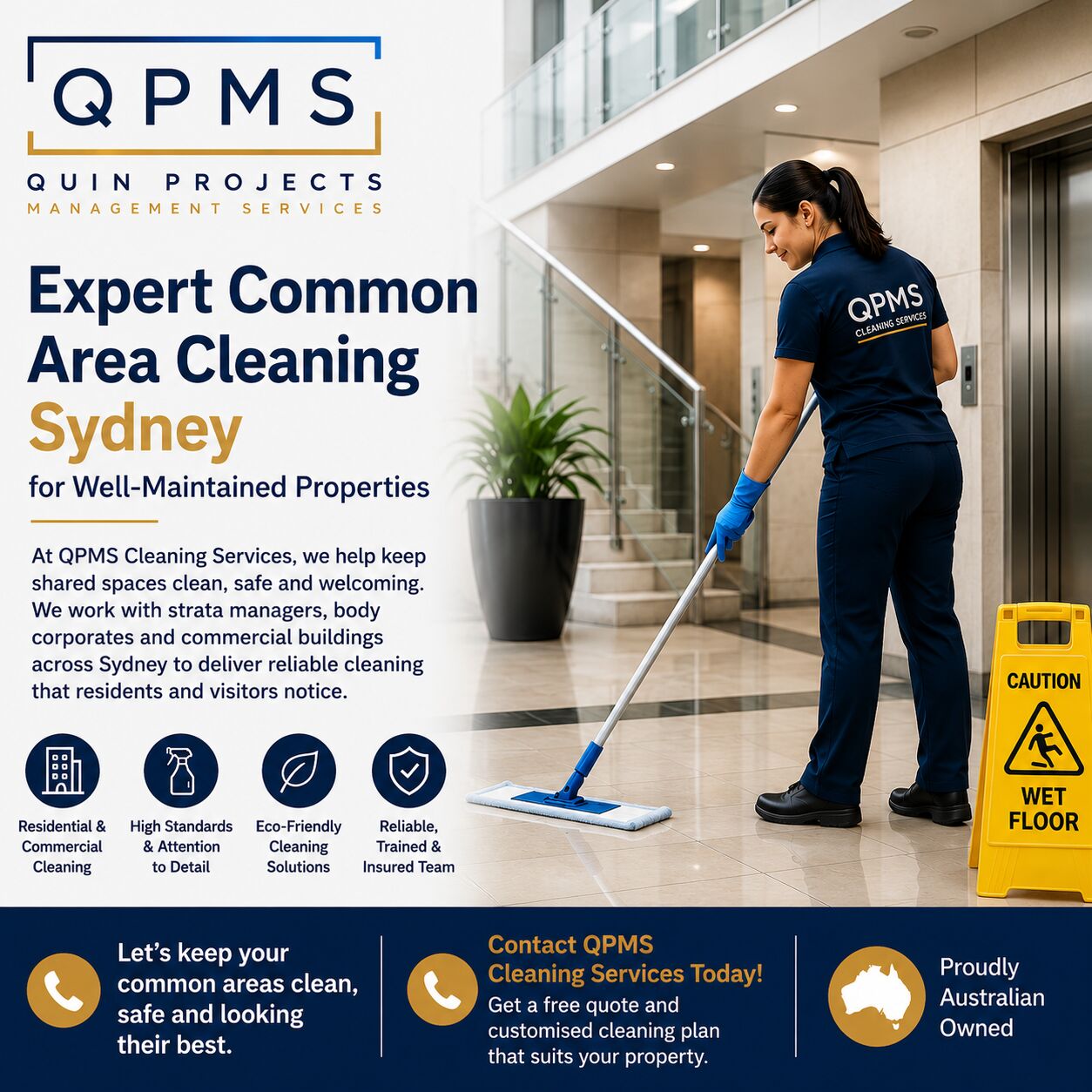 Sydney, Cleaning, Expert Common Area Cleaning Sydney For Well-Maintained Properties | QPMS Cleaning Services