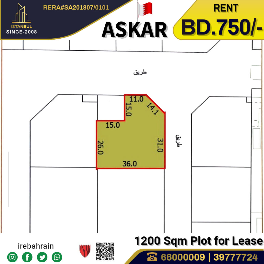 Asker, Warehouses, BHD 750,  Industrial Plot ( SP ) For Rent In ASKAR, Near ALBA