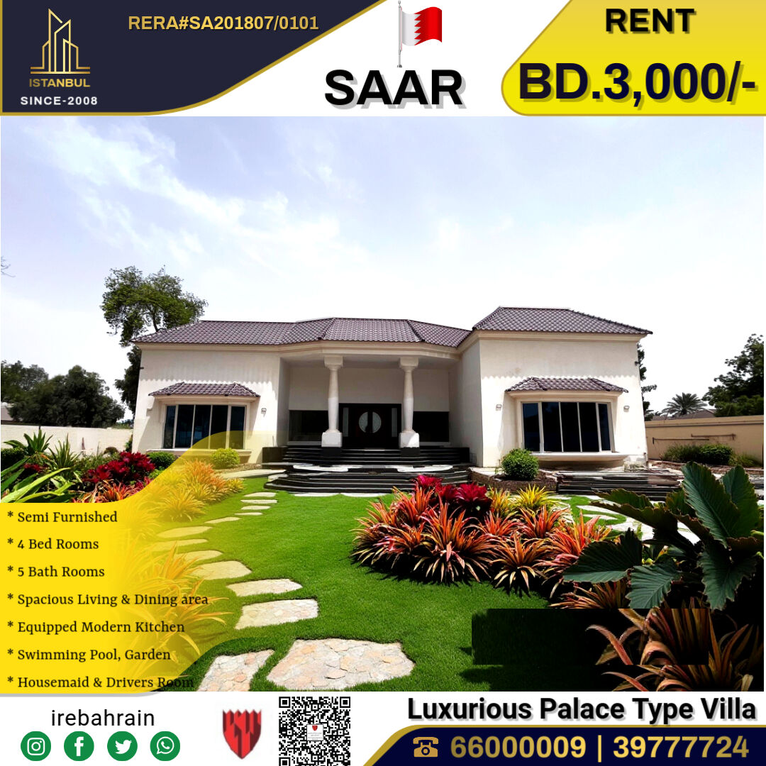 Saar, Villas, BHD 3000,  Semi Furnished Palace Type Villa For Rent In Saar