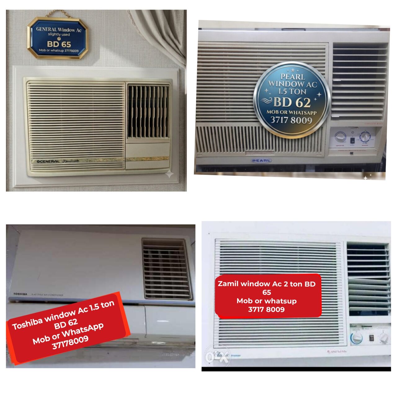 Manama, Air Conditioners, BHD 60,  🌎🌐Variety Of Window Acs In Good Condition For Sale With Delivery And Fixing