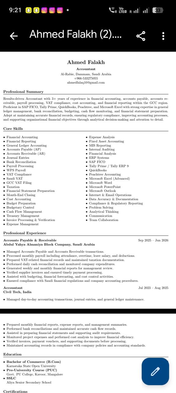 Dammam, Job Seekers, Accountant