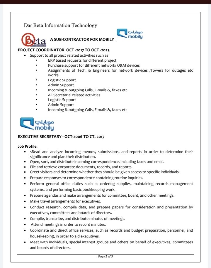 Jubail, Job Seekers, Project Coordinator 15-Years Experienced Looking For A Job  ٤٣١
