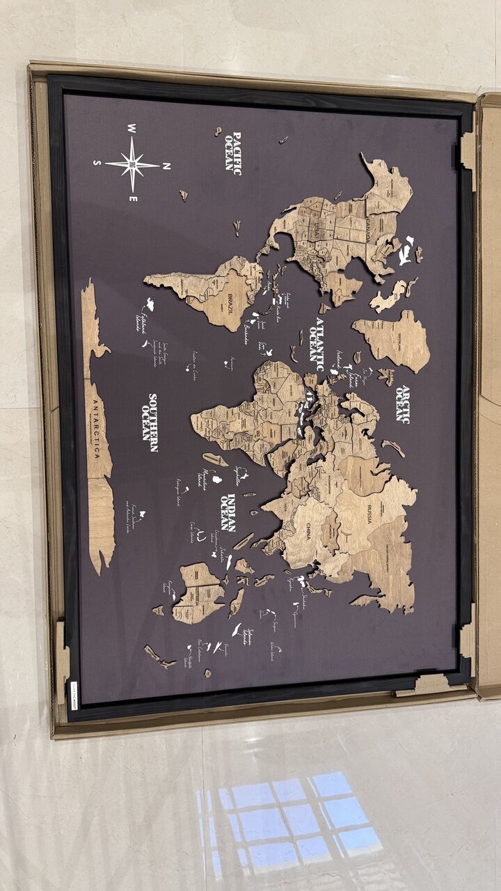 Al Andalus, Household Items, SAR 750,  Enjoy The Wood 3D Wooden World Map &ndash; Black | Premium Wall Art | Brand New