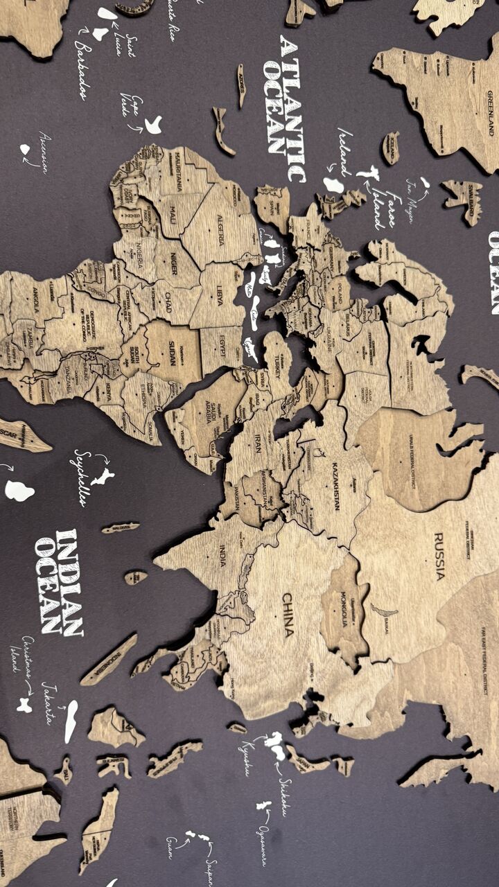 Al Andalus, Household Items, SAR 750,  Enjoy The Wood 3D Wooden World Map &ndash; Black | Premium Wall Art | Brand New